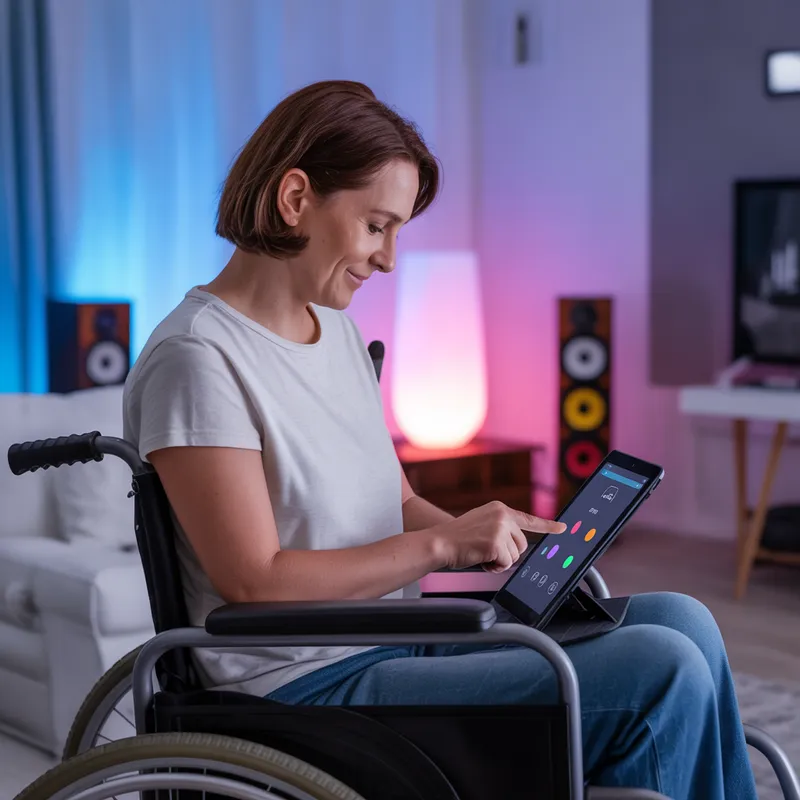 Wheelchair user independently controlling their home environment using a tablet