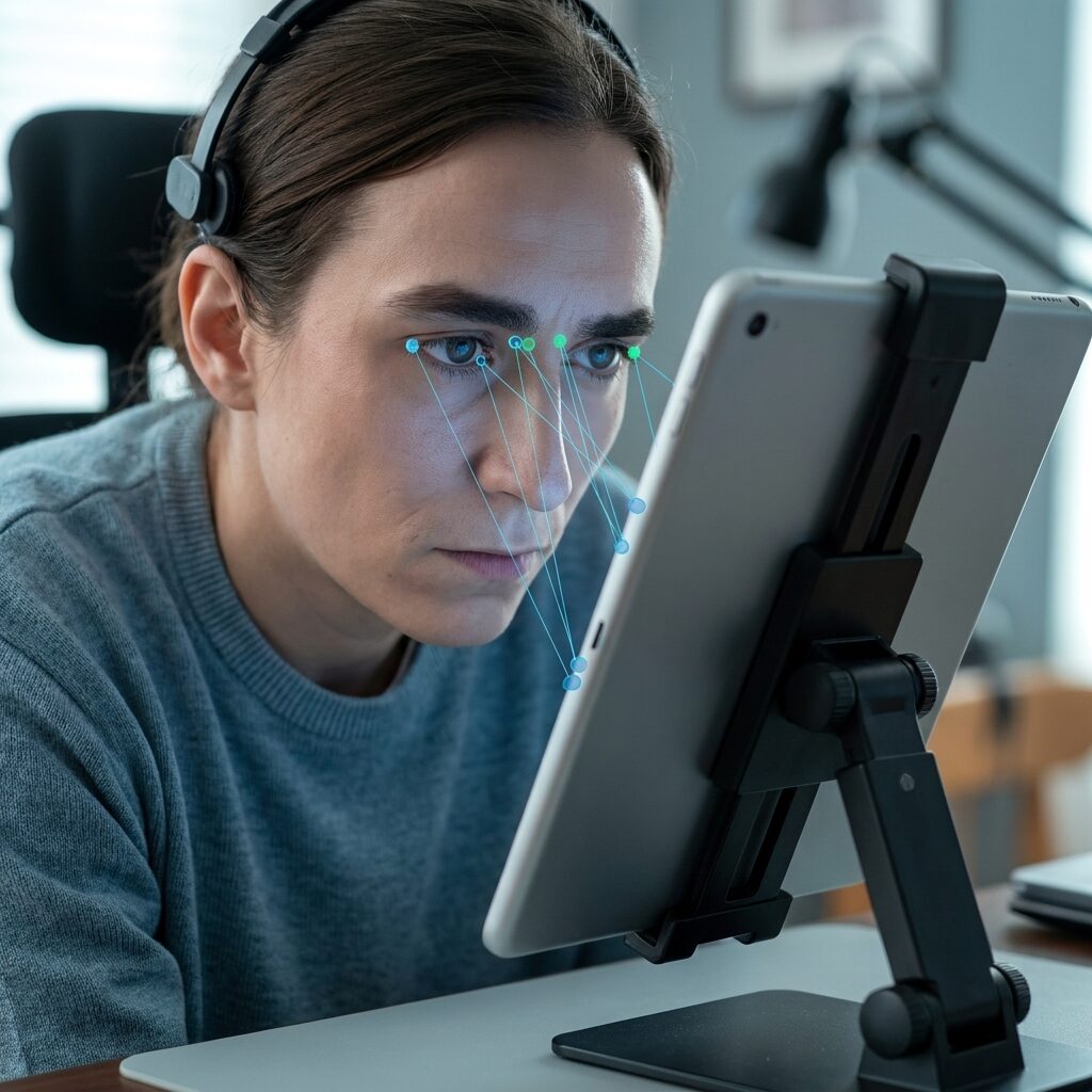 Person using switch access technology to control their home environment