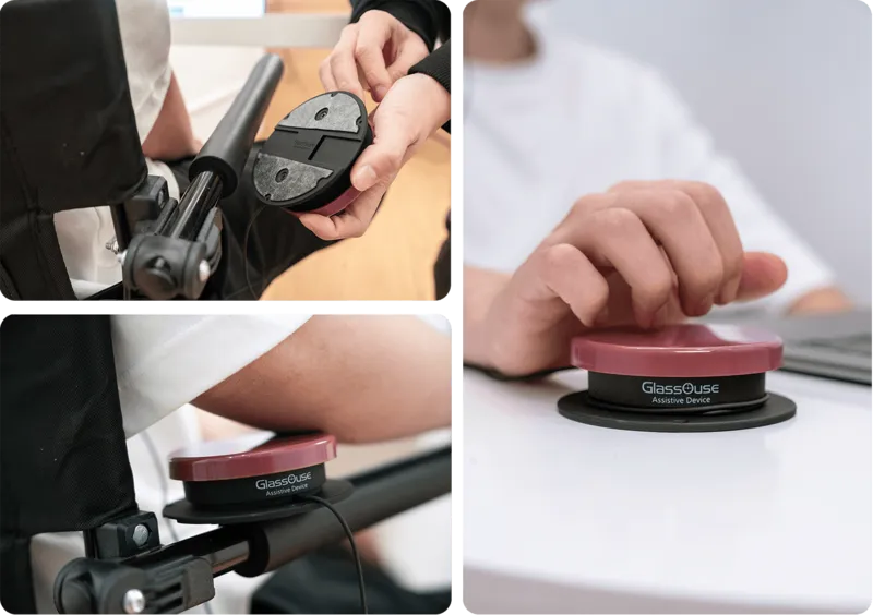 Large press switch for easy activation requiring minimal hand precision